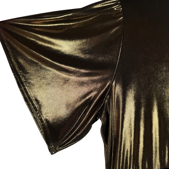 Torrid Liquid Shine Surplice Peplum Top Gold Size 1 - Picture 7 of 7